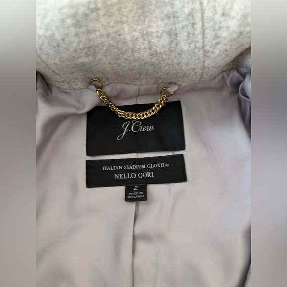 J. Crew Coat Wool Chateau Parka Gray Hooded Italian Stadium Cloth NELLO GORI 2 - Picture 9 of 16